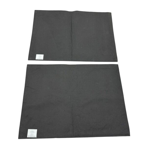Crate & Barrel Placemats Black Cotton Checkered Pique Woven Rectangle X4 NEW - Picture 3 of 9